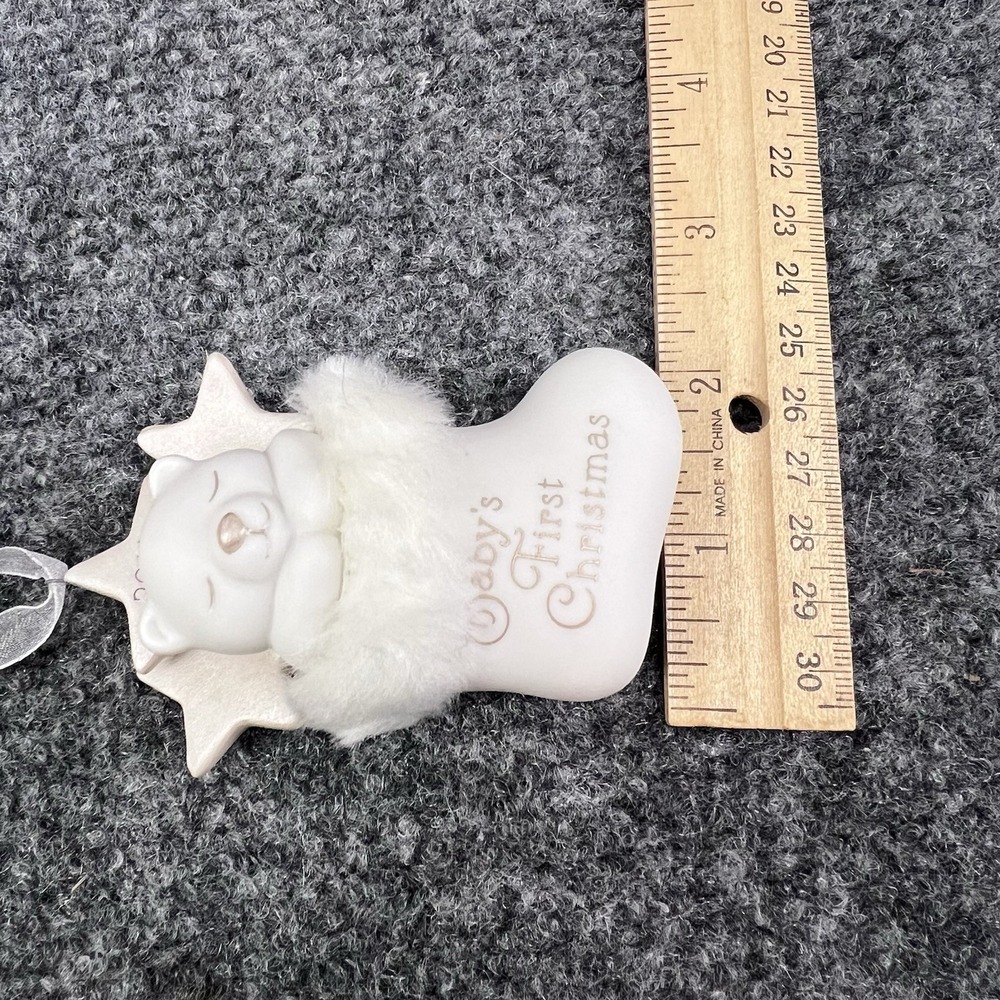 2014 Baby's First Christmas Hallmark Keepsake Ornament White Bear in Stocking - Picture 8 of 8